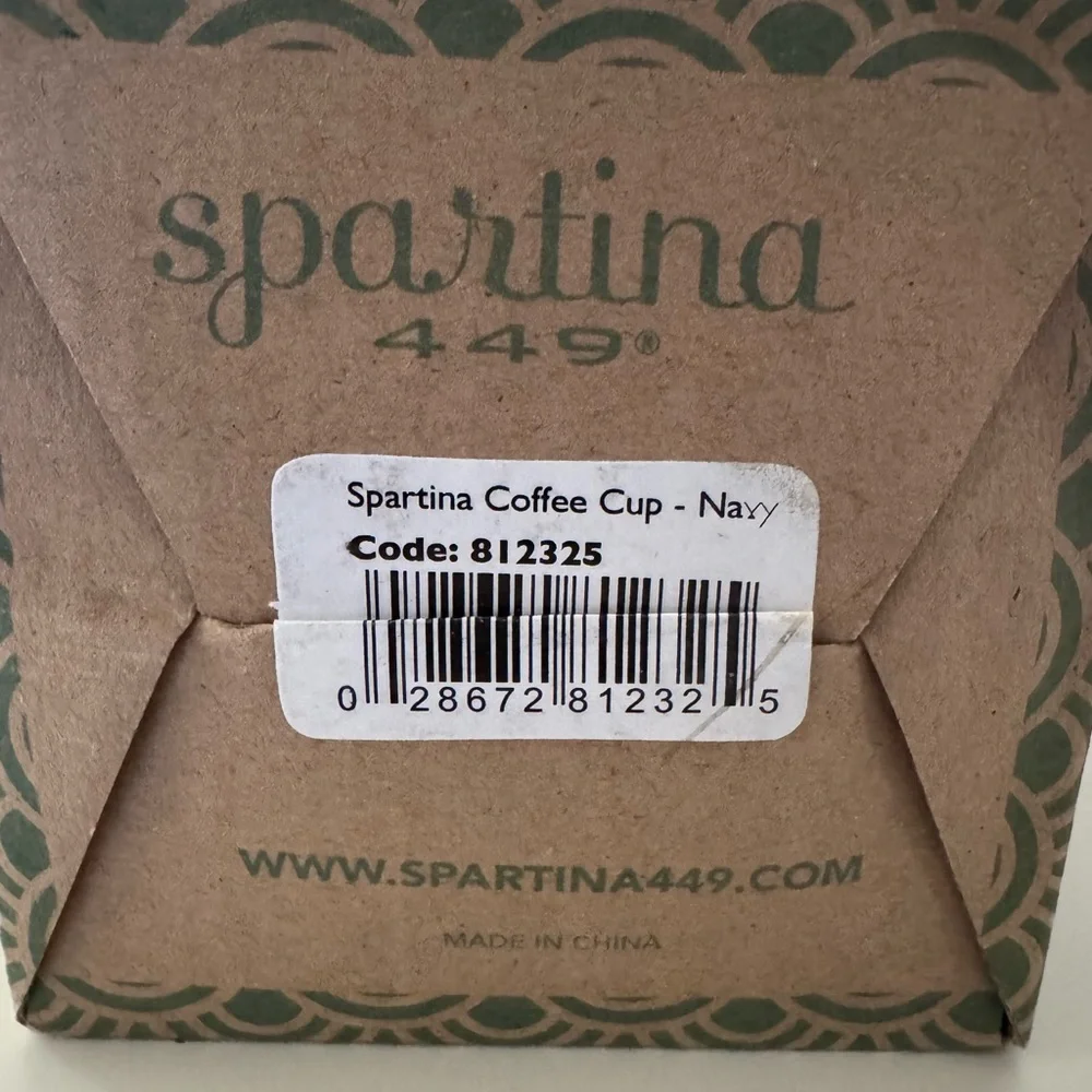 NWT Spartina 449 Ceramic Travel Coffee Mug with Lid Navy 2014